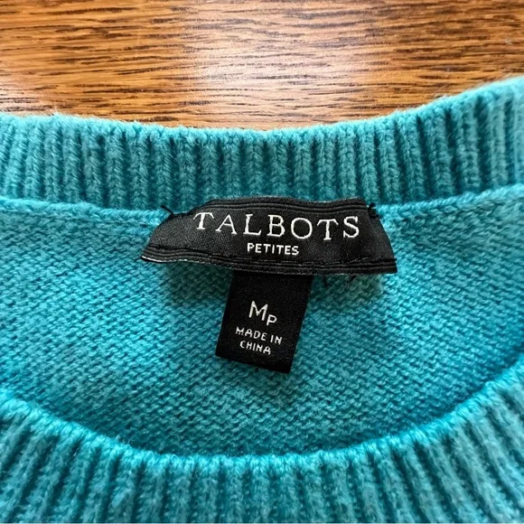 ⭐️ Talbots Striped Holiday Winter Scene Deer Crewneck Sweater MEDIUM PETITE - Picture 6 of 11